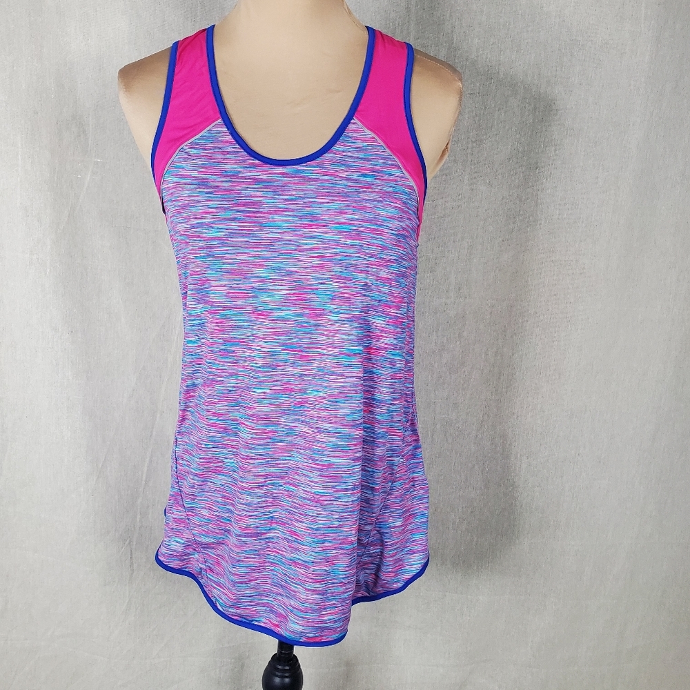 ♡ Tangerine Colorblock Womens Tank Purple and Pink Space Dye Size Small